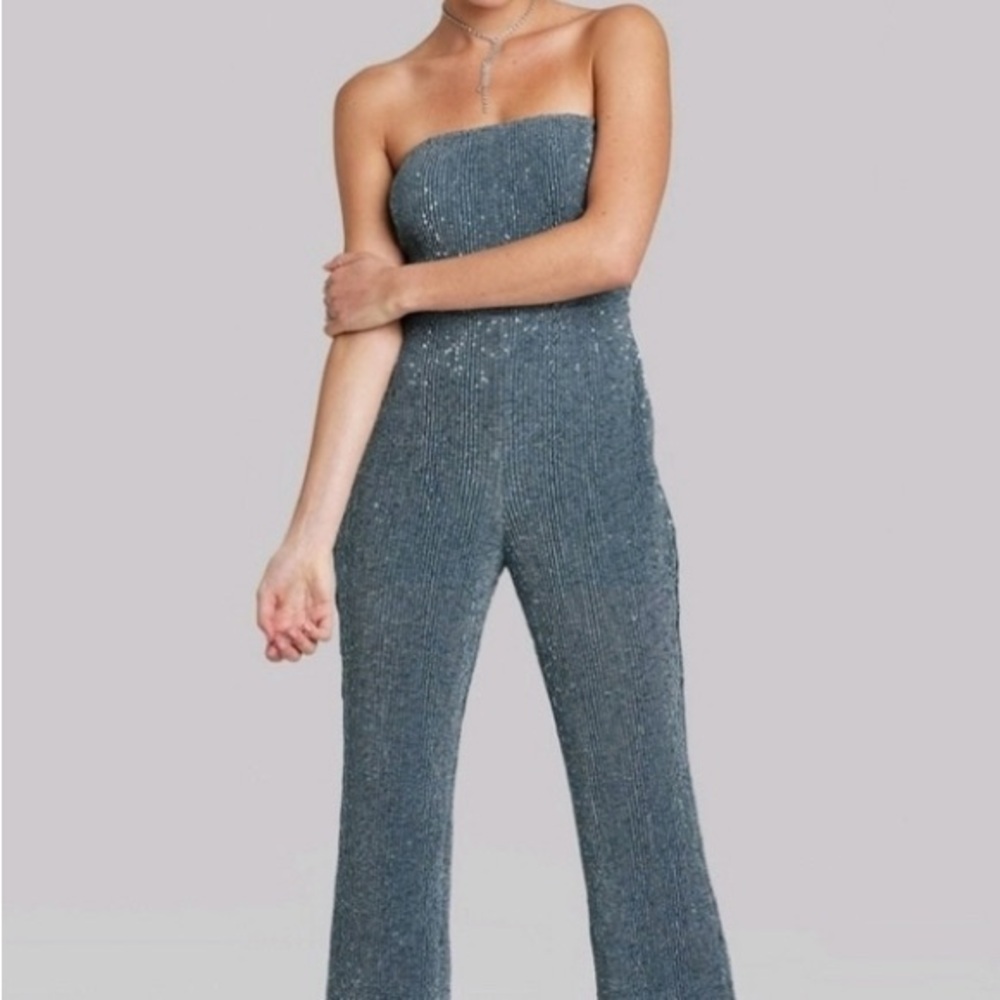 Silver Sequin Holiday Jumpsuit!  NWT, size XL.